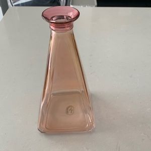 TALL Red Gold Cristallerie Glass Pyramid Italy Liquor Bottle Decanter Barwear